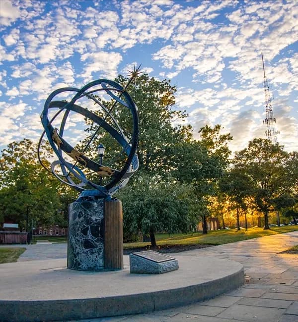 Miami University sundial beneath a blue sky